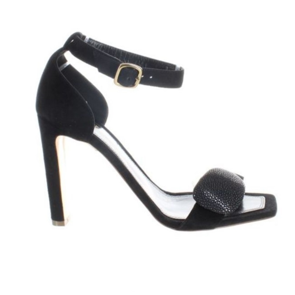 Rupert Sanderson London Melissa sandals black pebble leather heels Sz 6.5 new